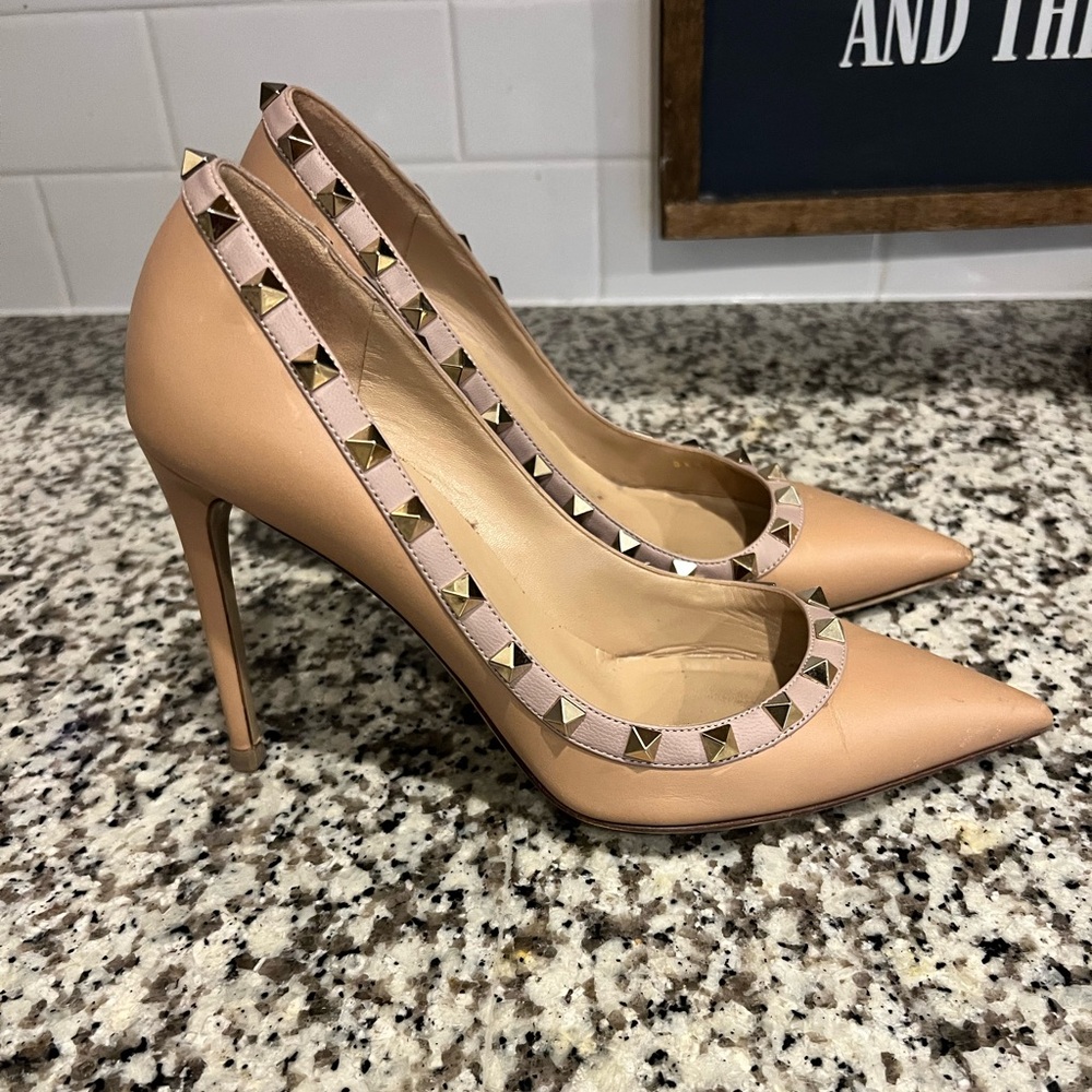 Valentino Tan Rockstud Heels